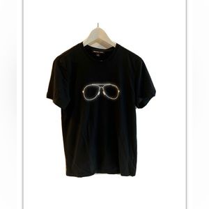 Michael Kors Men's T Shirt Black Small S Aviators Graphic Tee Sunglasses